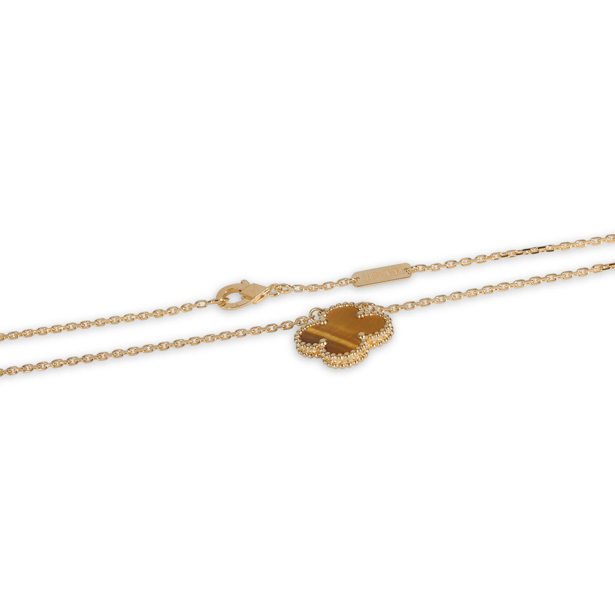 Yellow Gold Tigers Eye Vintage Alhambra Pendant