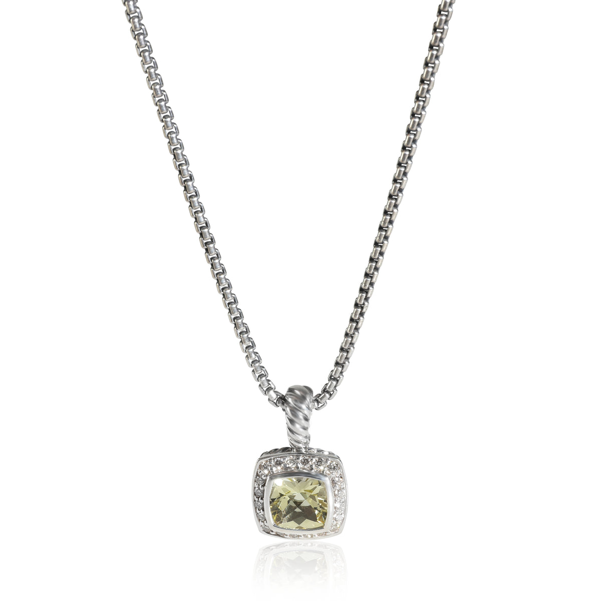 Sterling Silver Peridot and Diamond Petite Albion Pendant