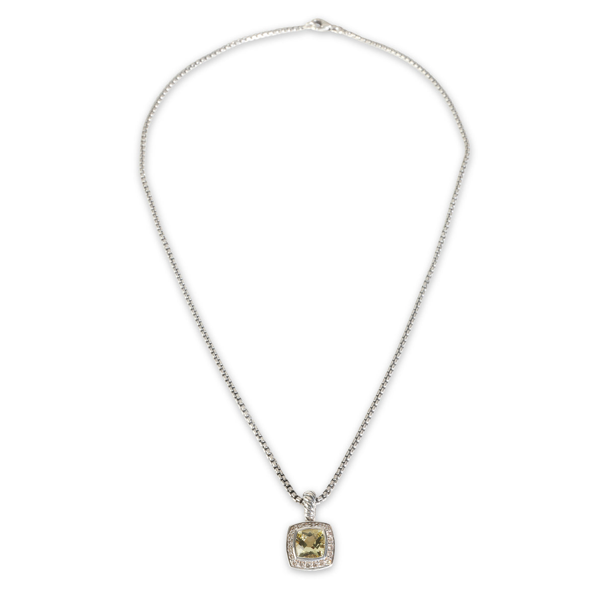 Sterling Silver Peridot and Diamond Petite Albion Pendant