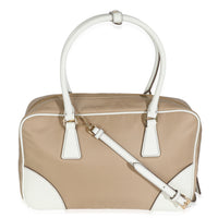 Prada Beige White Re Nylon Saffiano Medium Re Edition 1978 Handbag bv