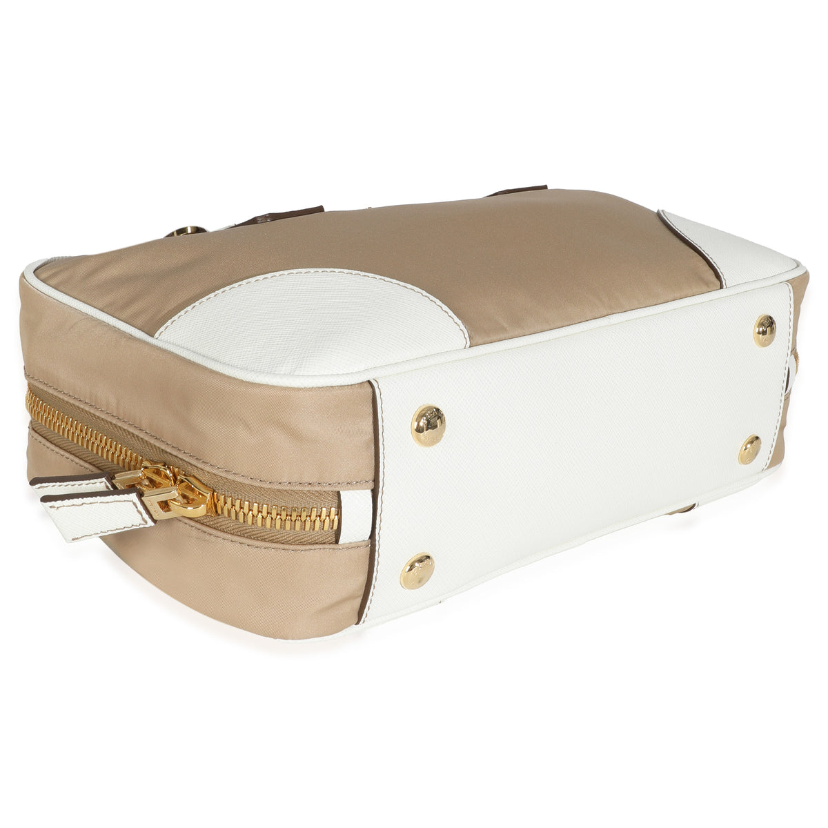 Prada Beige White Re Nylon Saffiano Medium Re Edition 1978 Handbag clasp