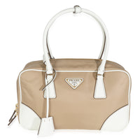 Prada Beige White Re Nylon Saffiano Medium Re Edition 1978 Handbag fv