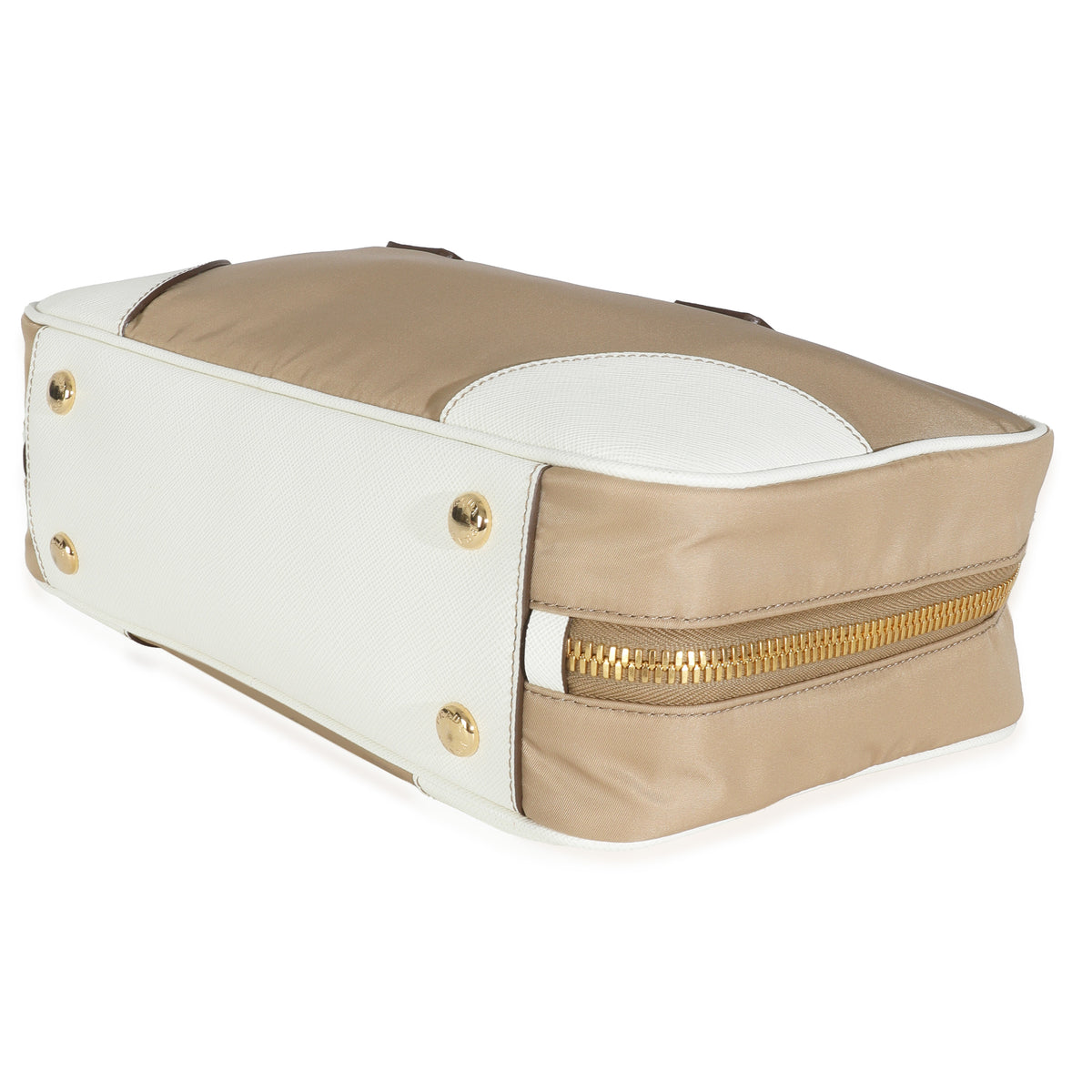 Beige White Re-Nylon Saffiano Medium Re-Edition 1978