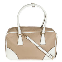 Beige White Re-Nylon Saffiano Medium Re-Edition 1978