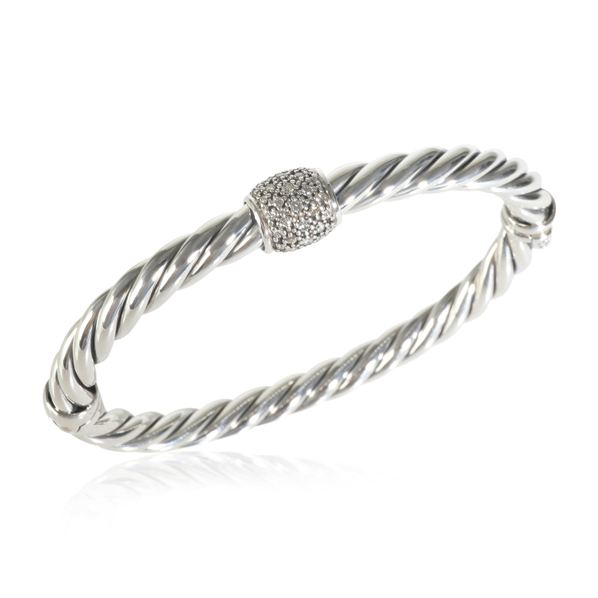 Sterling Silver Diamond Metro Hinged Bangle Bracelet