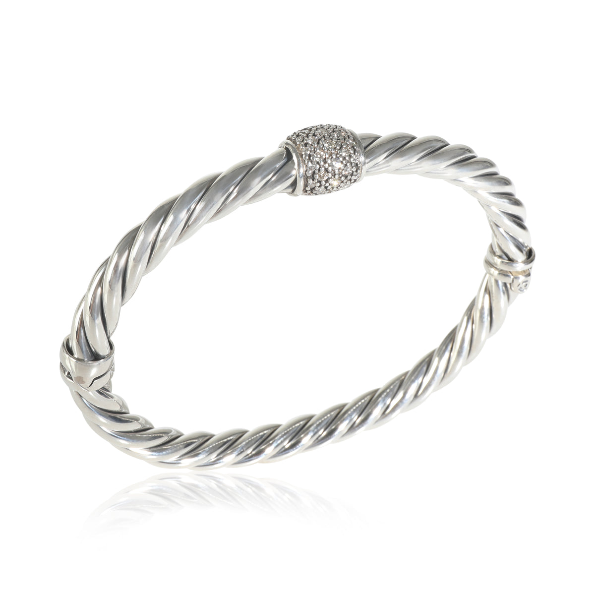 Sterling Silver Diamond Metro Hinged Bangle Bracelet