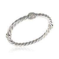 Sterling Silver Diamond Metro Hinged Bangle Bracelet