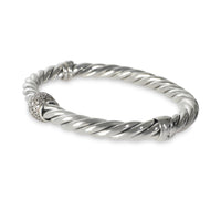 Sterling Silver Diamond Metro Hinged Bangle Bracelet