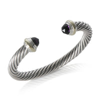 Yellow Gold & Sterling Silver Amethyst Cable Classic Bracelet