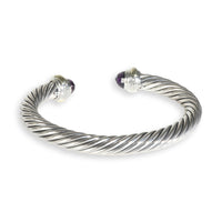 Yellow Gold & Sterling Silver Amethyst Cable Classic Bracelet