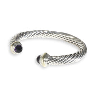 Yellow Gold & Sterling Silver Amethyst Cable Classic Bracelet