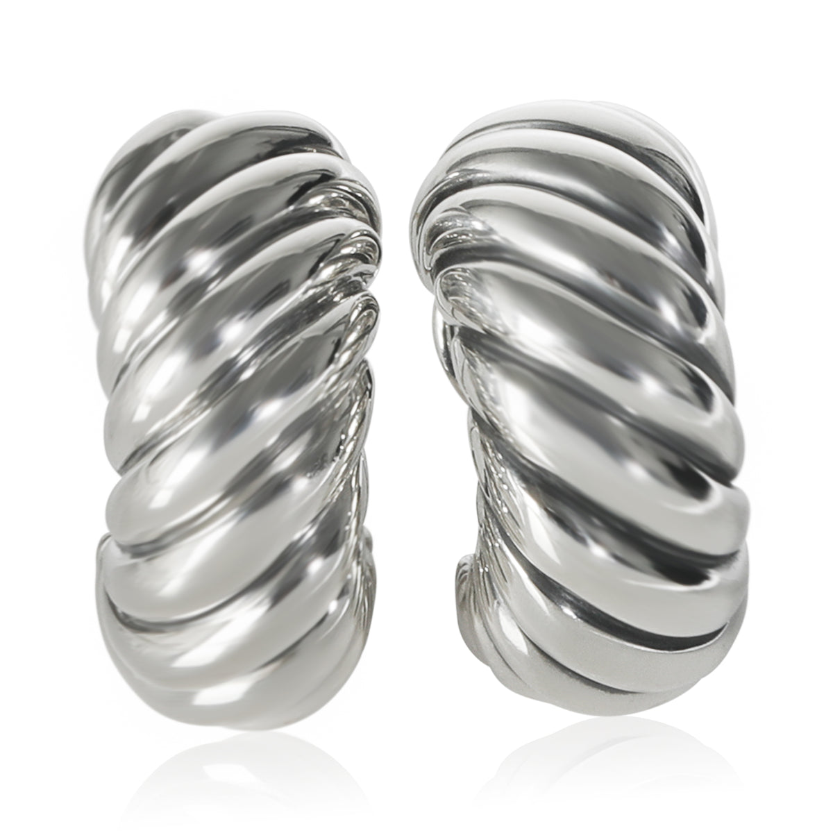 Sterling Silver  Sculpted Cable Earrings