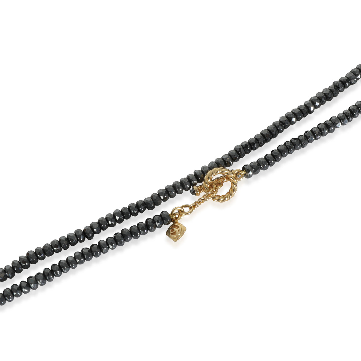 Yellow Gold Hematite and Onyx Tweejoux Bead Necklace