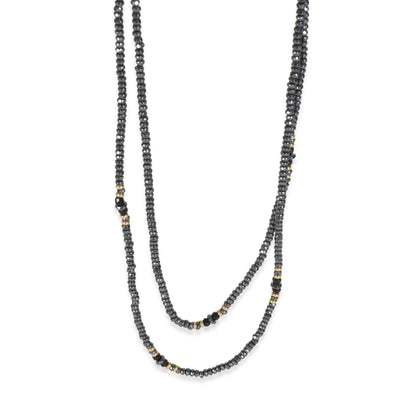 Yellow Gold Hematite and Onyx Tweejoux Bead Necklace