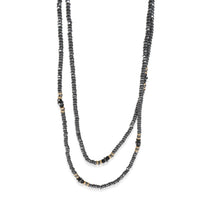 Yellow Gold Hematite and Onyx Tweejoux Bead Necklace