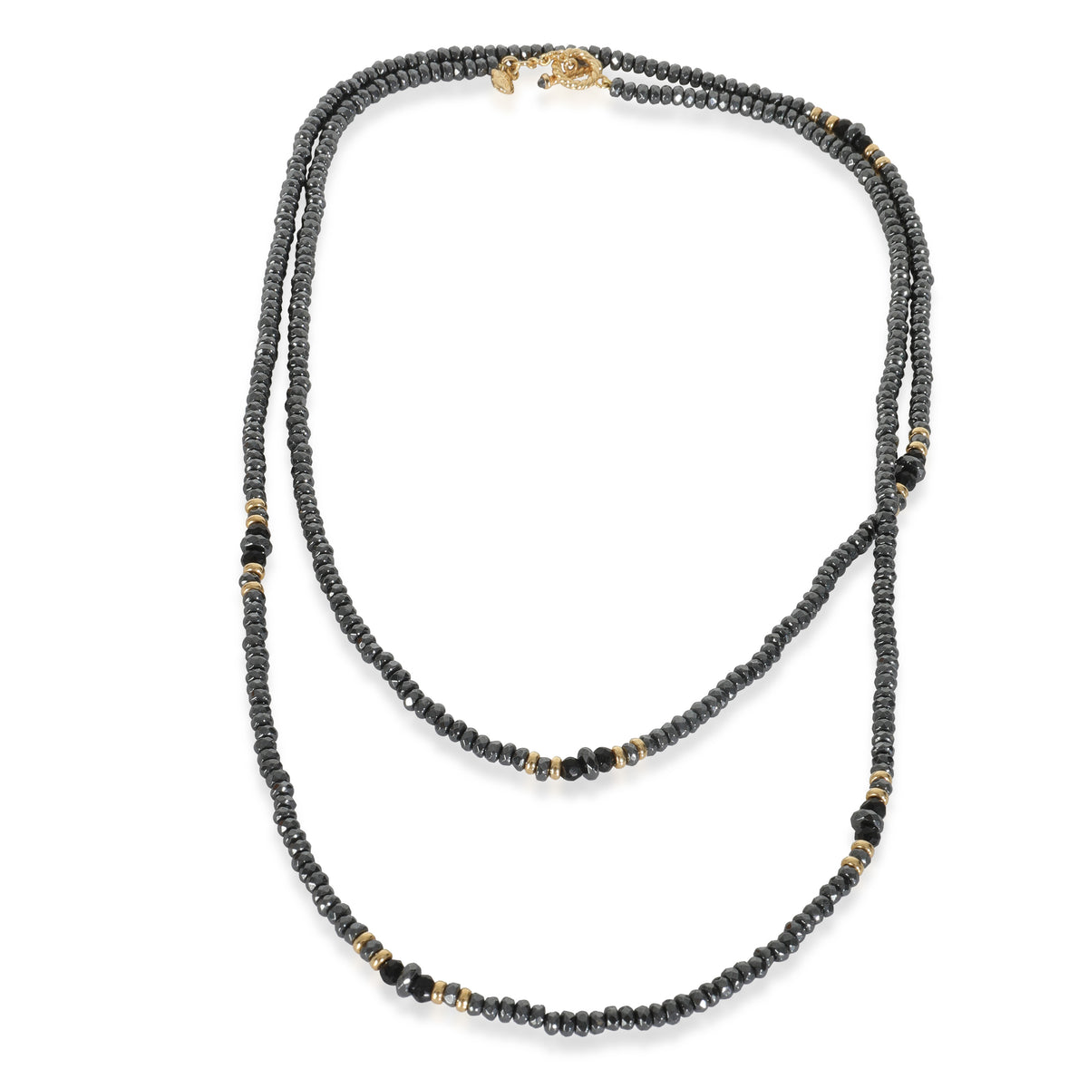 Yellow Gold Hematite and Onyx Tweejoux Bead Necklace