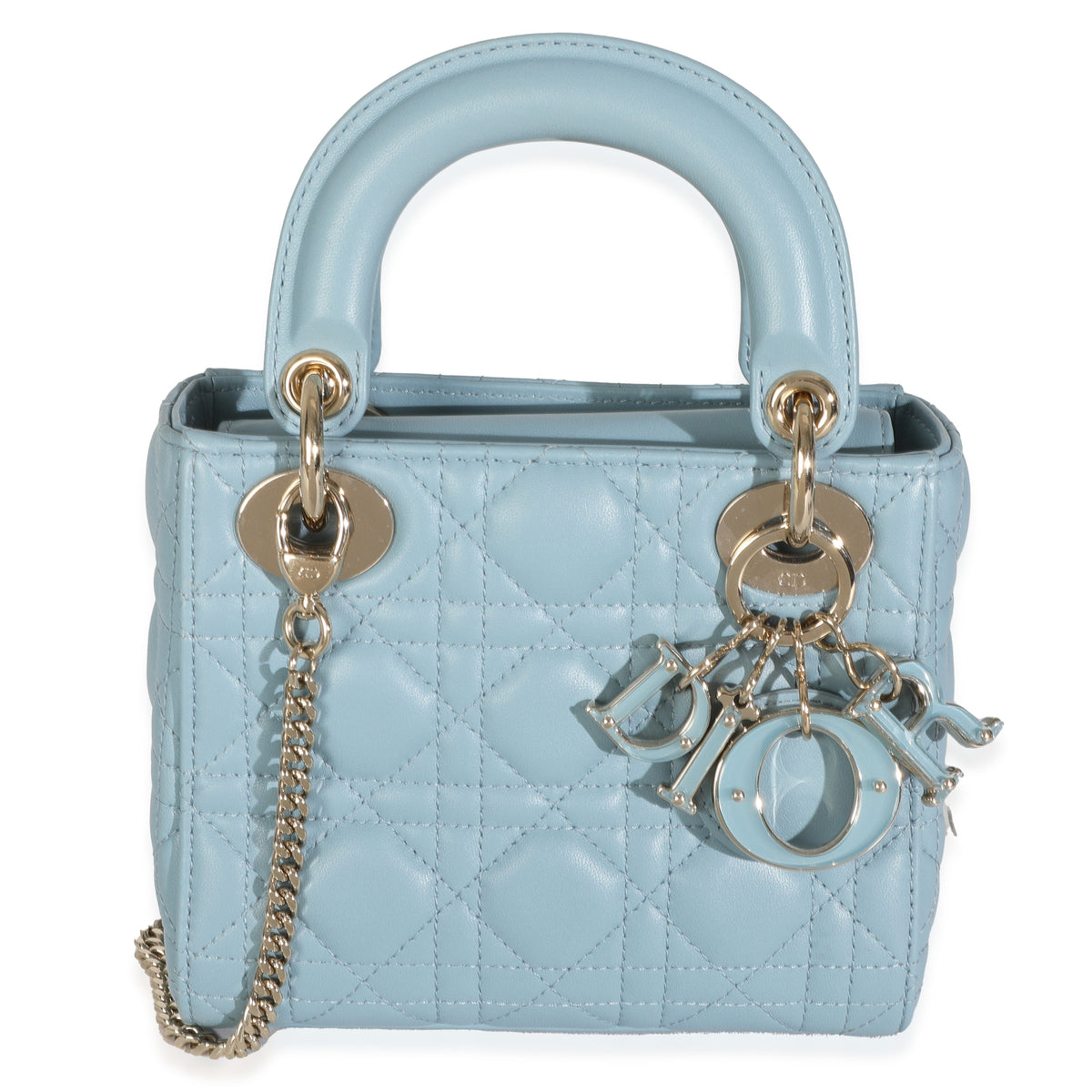Cloud Blue Lambskin Cannage Mini Lady Dior