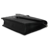 Black Grain De Poudre Matelasse Chevron Monogram Envelope Chain Wa