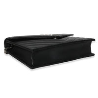 Black Grain De Poudre Matelasse Chevron Monogram Envelope Chain Wa