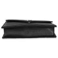 Black Grain De Poudre Matelasse Chevron Monogram Envelope Chain Wa