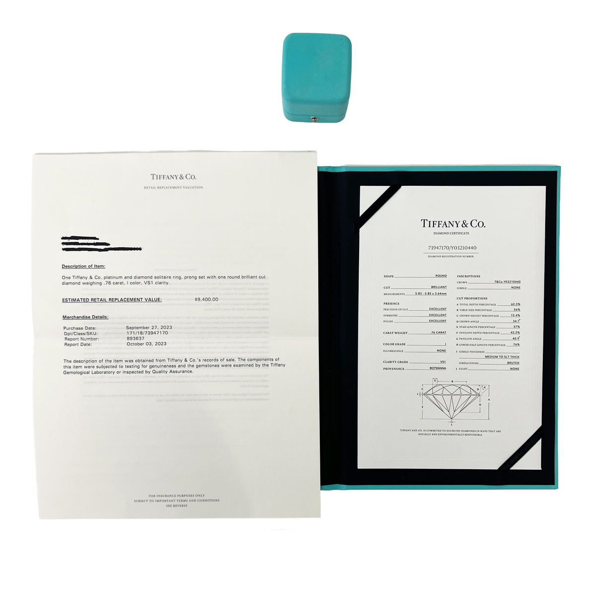 0.76 ct Round Brilliant Diamond Engagement Ring