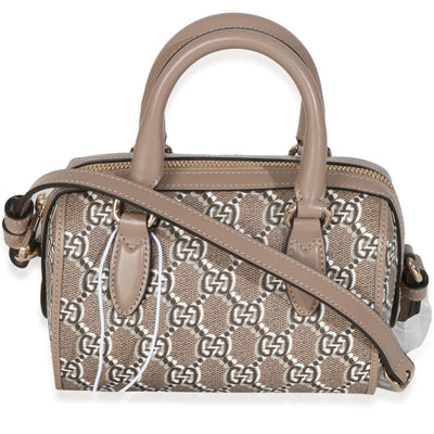 Taupe GG Shadow Monogram Super Mini Ophidia Bowler Bag