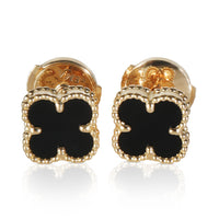 Yellow Gold Onyx Sweet Alhambra Earrings