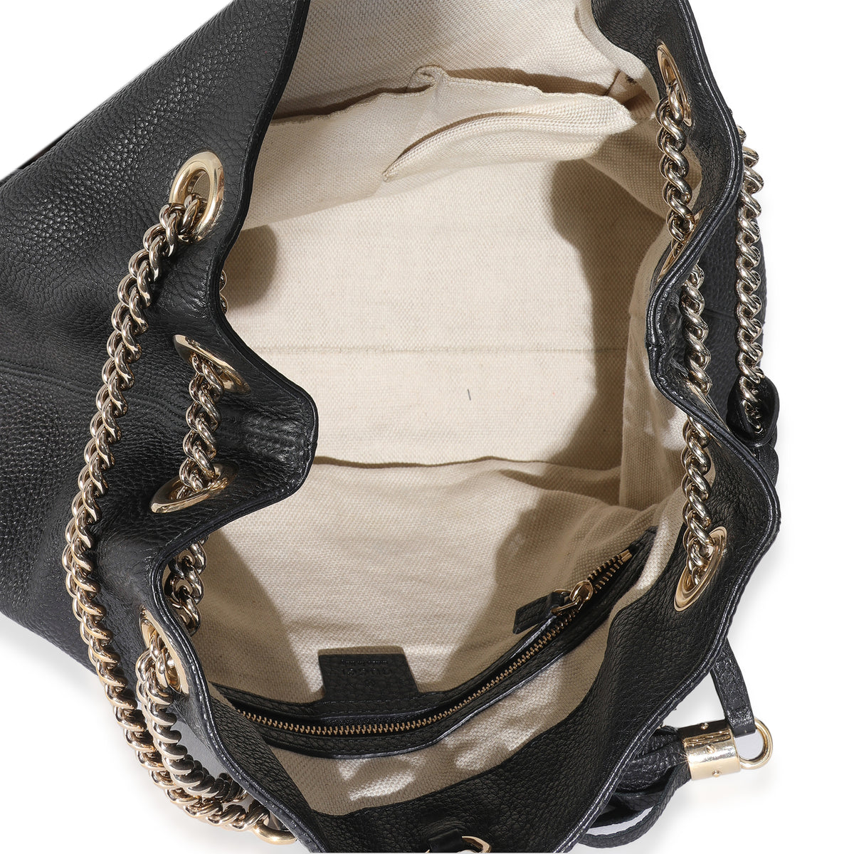 Black Pebbled Calfskin Medium Soho Chain Shoulder Bag