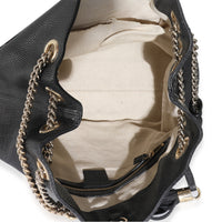 Black Pebbled Calfskin Medium Soho Chain Shoulder Bag