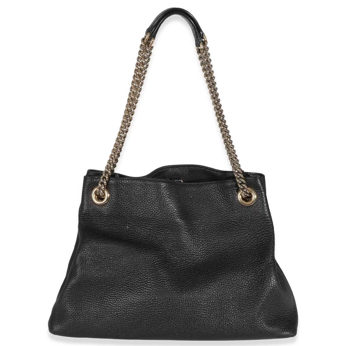 Black Pebbled Calfskin Medium Soho Chain Shoulder Bag