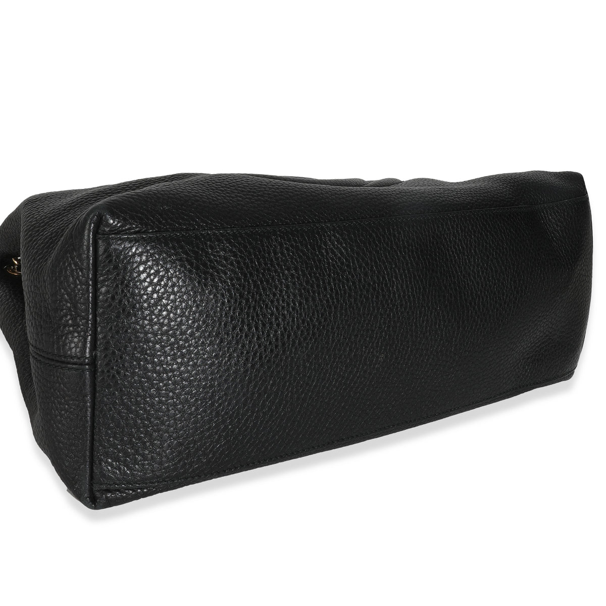 Black Pebbled Calfskin Medium Soho Chain Shoulder Bag