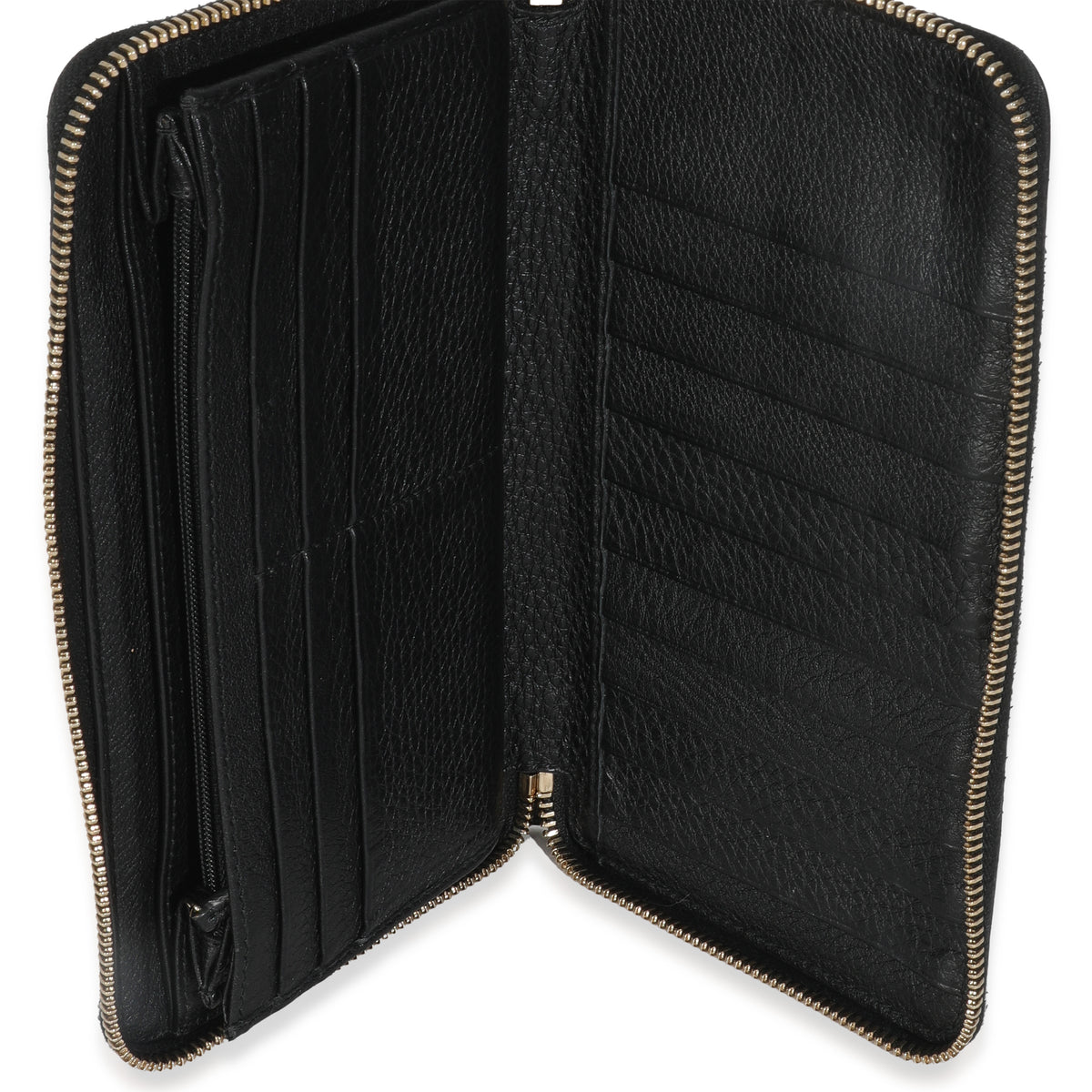 Black Pebbled Calfskin Soho Zip Around Wallet