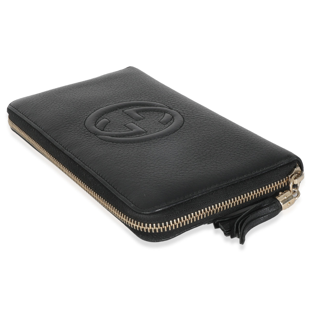 Black Pebbled Calfskin Soho Zip Around Wallet