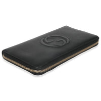 Black Pebbled Calfskin Soho Zip Around Wallet
