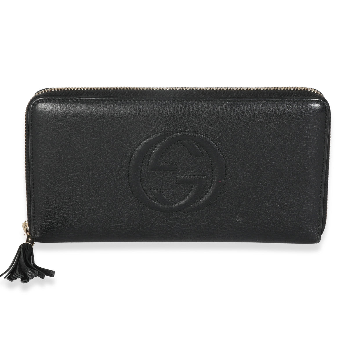 Black Pebbled Calfskin Soho Zip Around Wallet