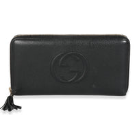 Black Pebbled Calfskin Soho Zip Around Wallet