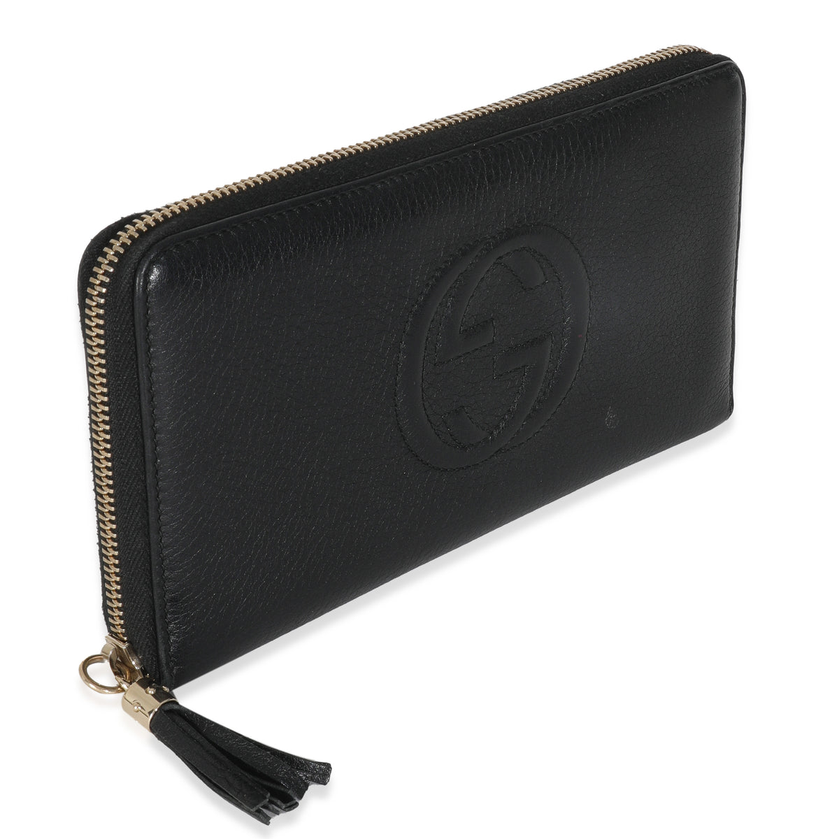Black Pebbled Calfskin Soho Zip Around Wallet