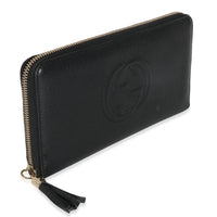 Black Pebbled Calfskin Soho Zip Around Wallet
