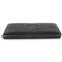 Black Pebbled Calfskin Soho Zip Around Wallet