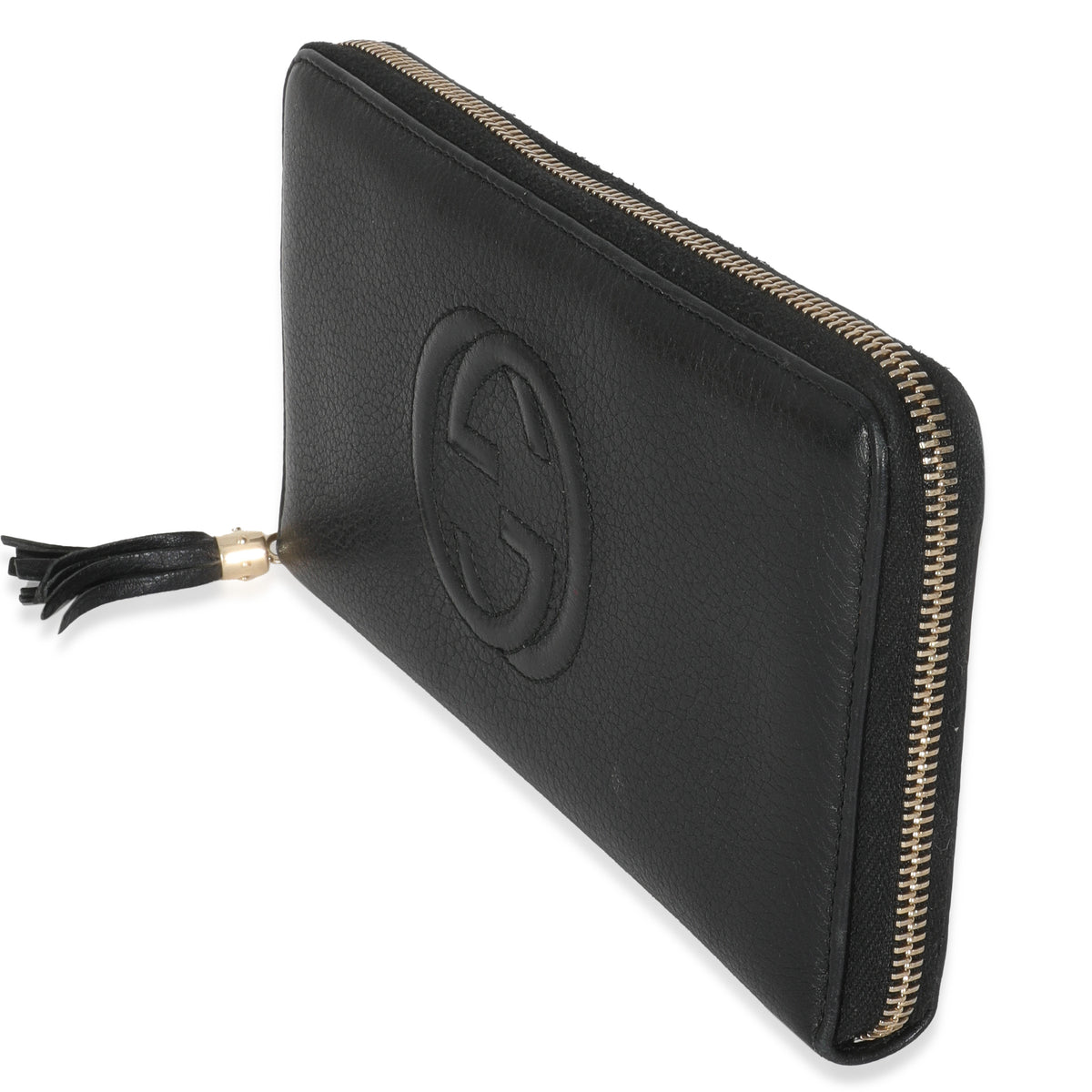 Black Pebbled Calfskin Soho Zip Around Wallet