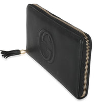 Black Pebbled Calfskin Soho Zip Around Wallet