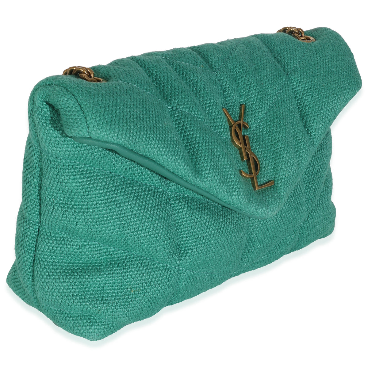 Basil Quilted Canvas Toy Loulou Puffer Chain Satchel