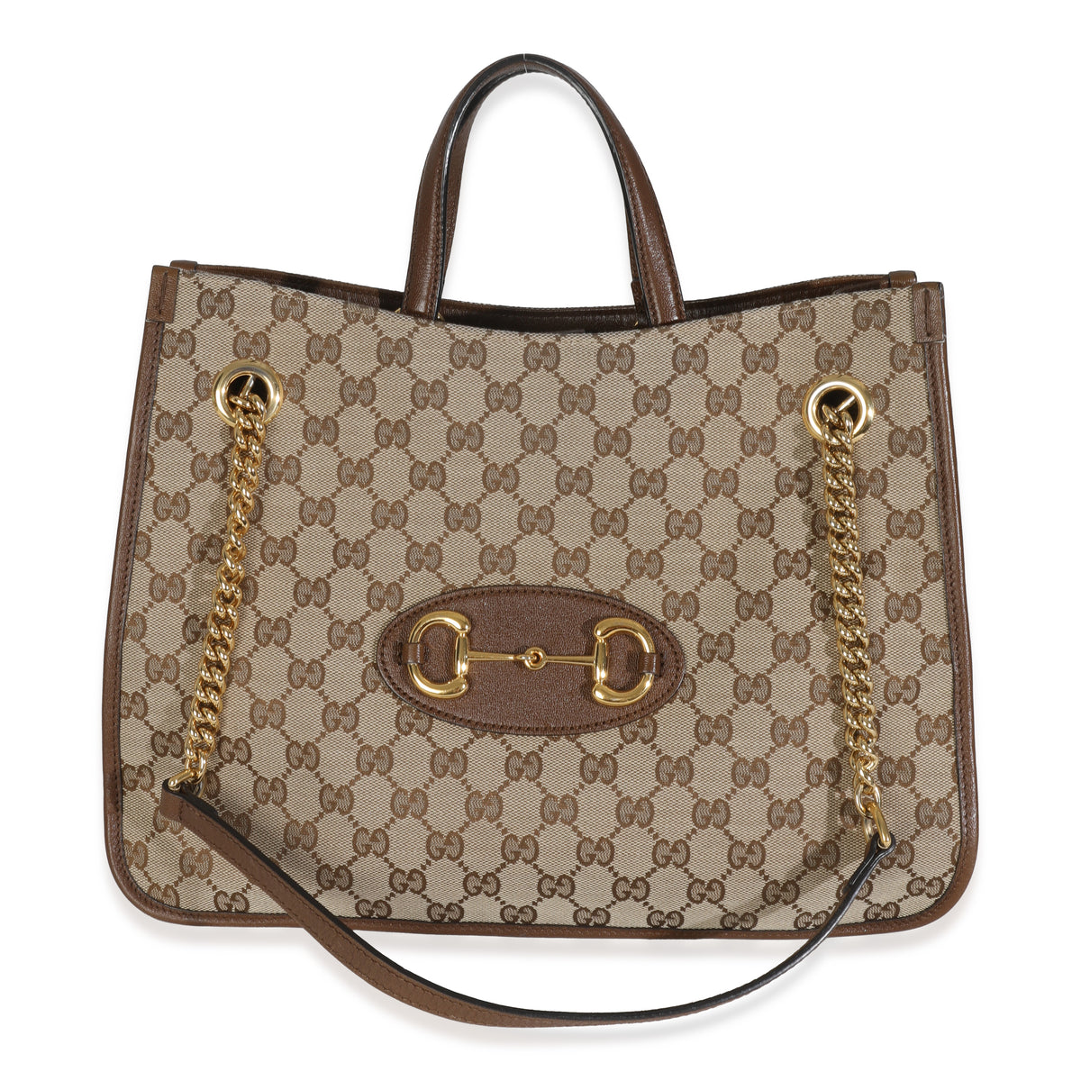 Beige Brown Sugar Monogram Calfskin Large Horsebit 1955 Tote Bag