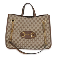 Beige Brown Sugar Monogram Calfskin Large Horsebit 1955 Tote Bag