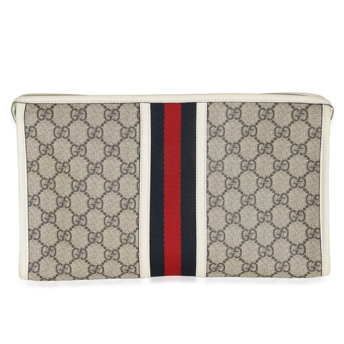 White Beige GG Supreme Monogram Web Ophidia GG Toiletry Case