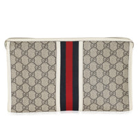 White Beige GG Supreme Monogram Web Ophidia GG Toiletry Case