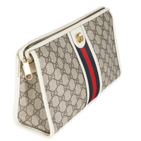 White Beige GG Supreme Monogram Web Ophidia GG Toiletry Case