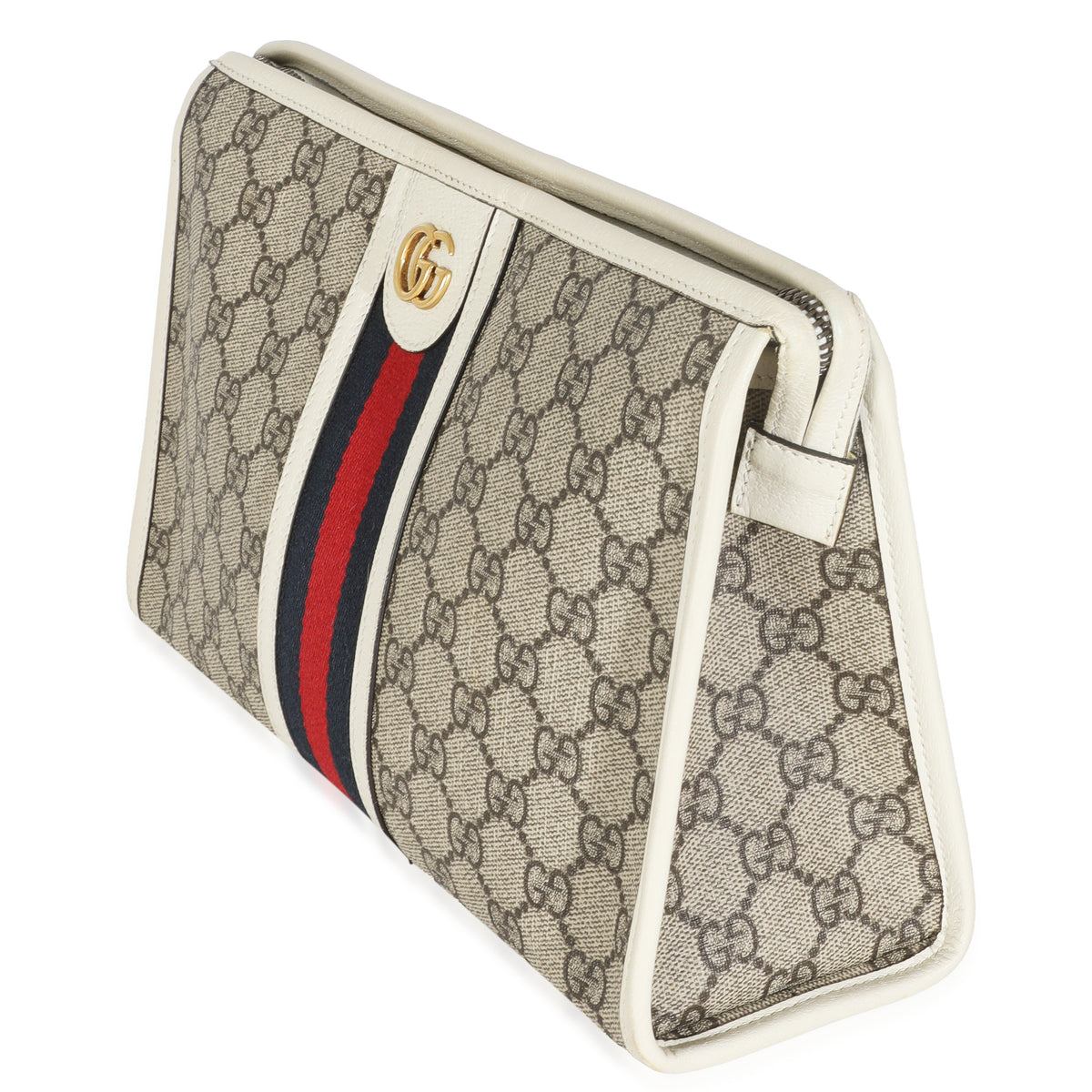 White Beige GG Supreme Monogram Web Ophidia GG Toiletry Case