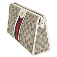 White Beige GG Supreme Monogram Web Ophidia GG Toiletry Case