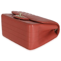 Coral Chevron Calfskin Quilted Mini Square Flap Bag